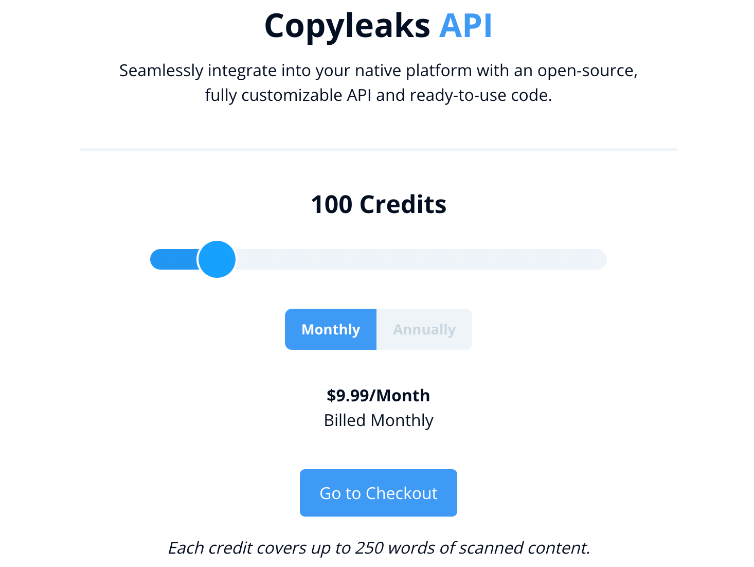 Copyleaks pricing info from their website