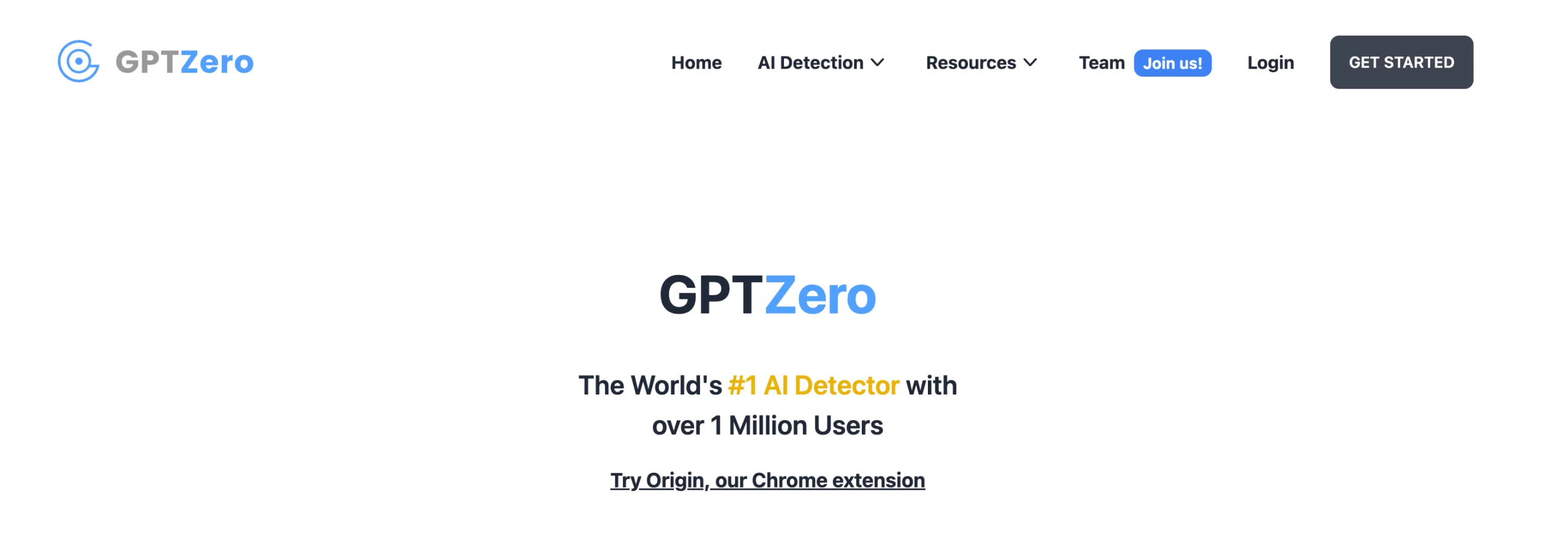 GPTZero's website homepage