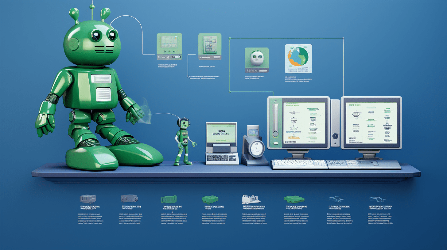 a horizontal timeline with robotics, tech, and AI