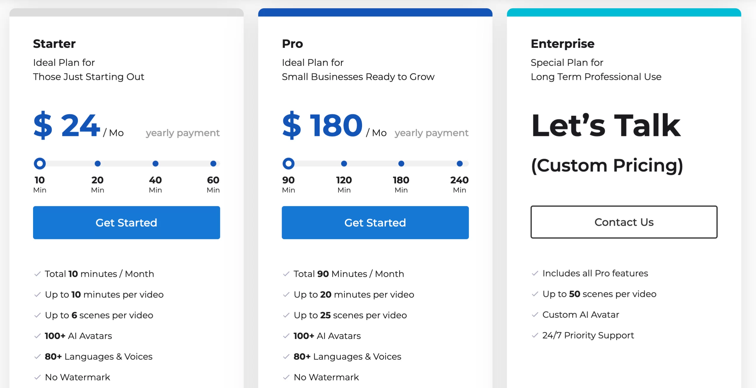 DeepBrain AI's pricing options - August 2023