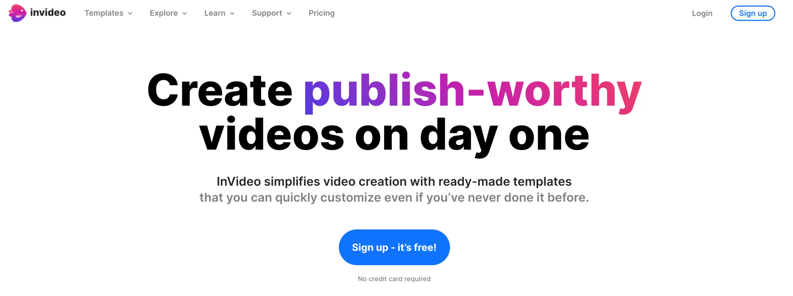 InVideo's website homepage