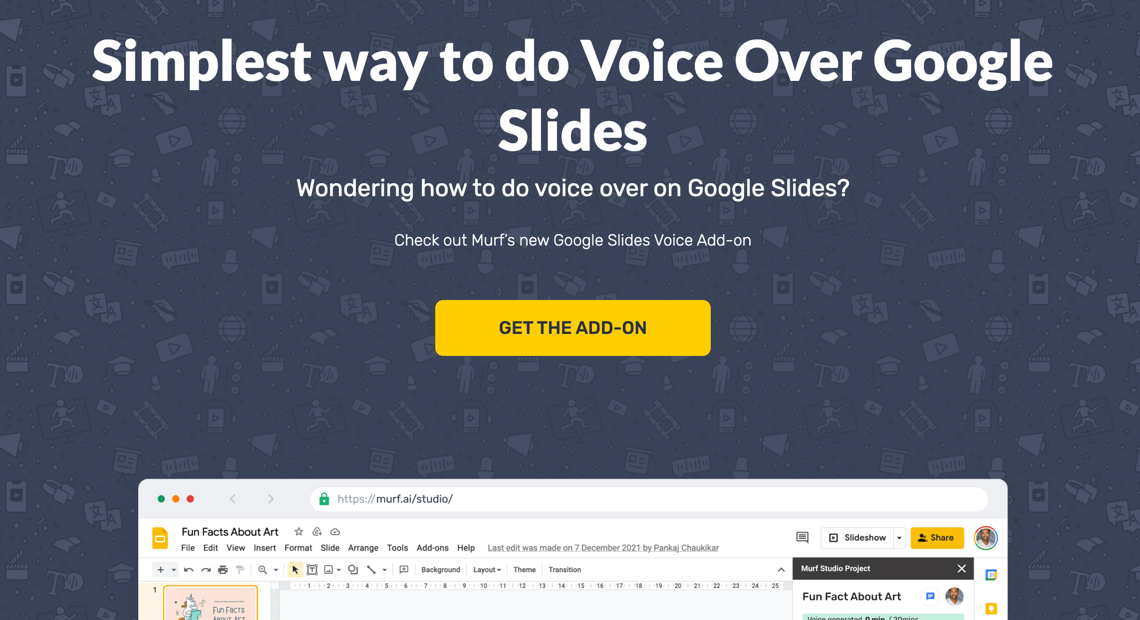 Murf AI and Google Slides Add On Website Page